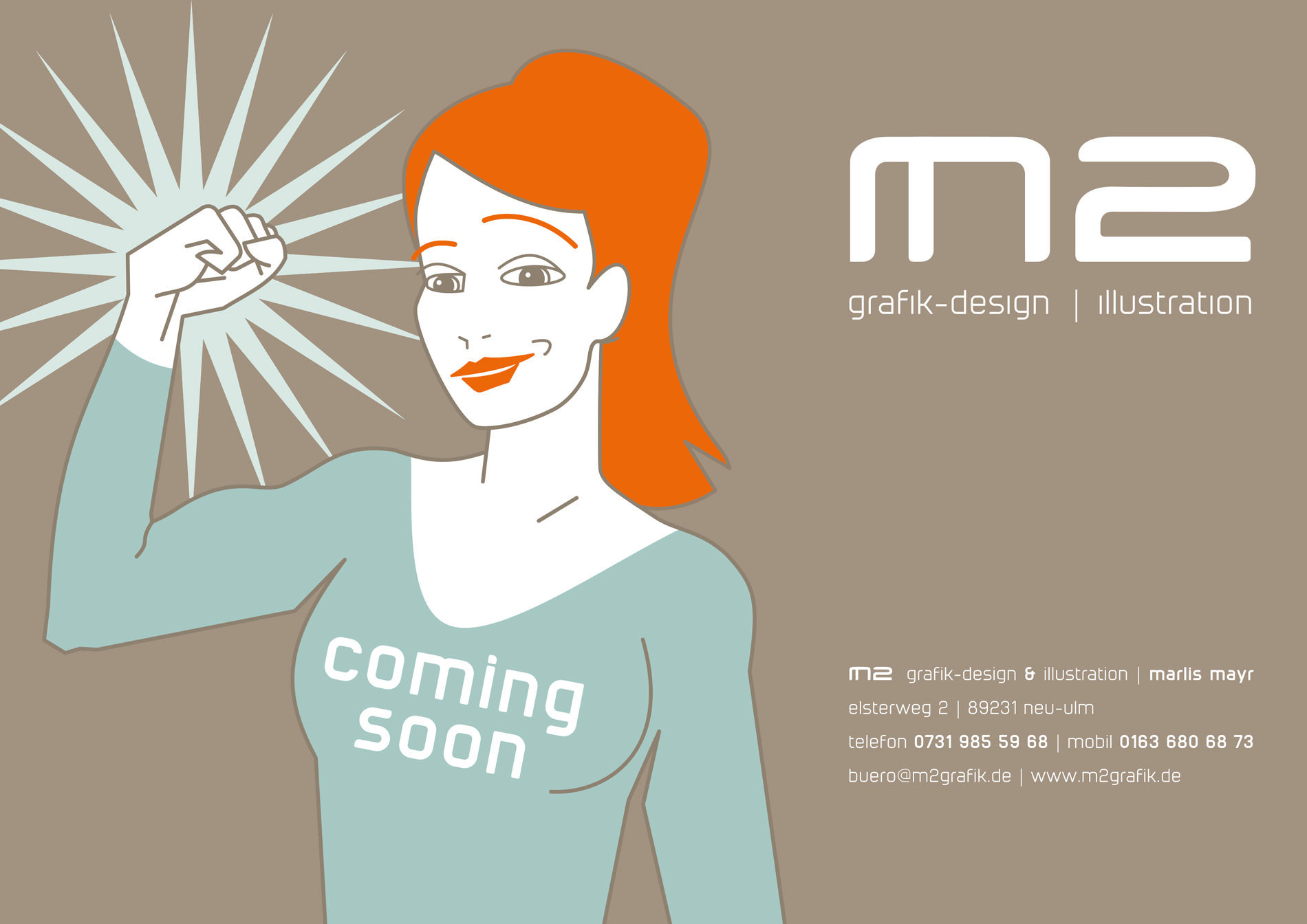 m2grafik - büro für grafik-design & illustration, Marlis Mayr, Elsterweg 2, 89231 Neu-Ulm, Mobil: 0163 68 06 873, Telefon: 0731 98 55 968, Email: buero@m2grafik.de